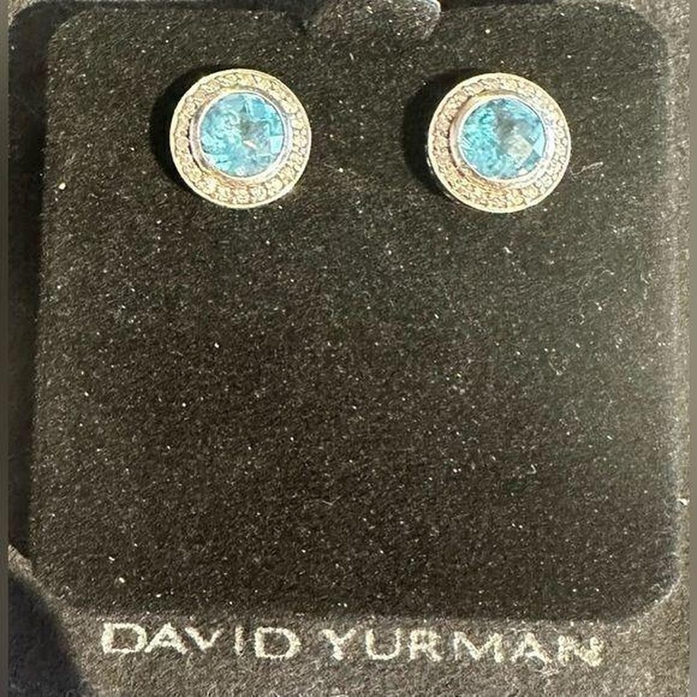 David Yurman blue topaz and diamond Cerise earrings & pendant set - Picture 3 of 8